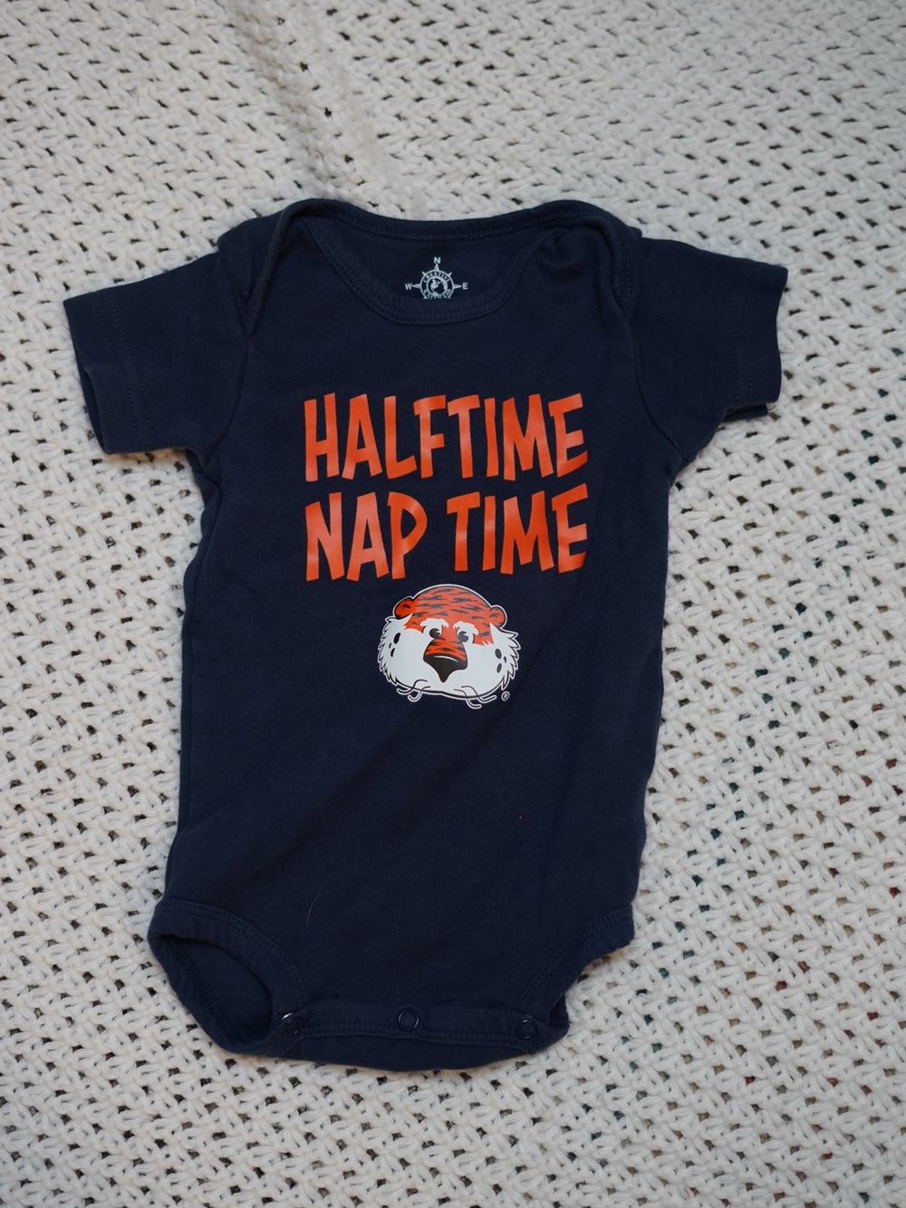 HALFTIME NAP TIME Auburn Navy Bodysuit from Creative Knitwear